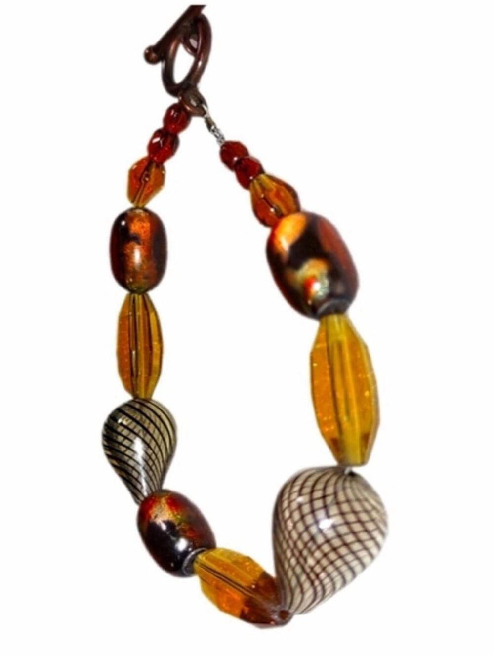 Amber Czech Glass Bead Toggle Bracelet